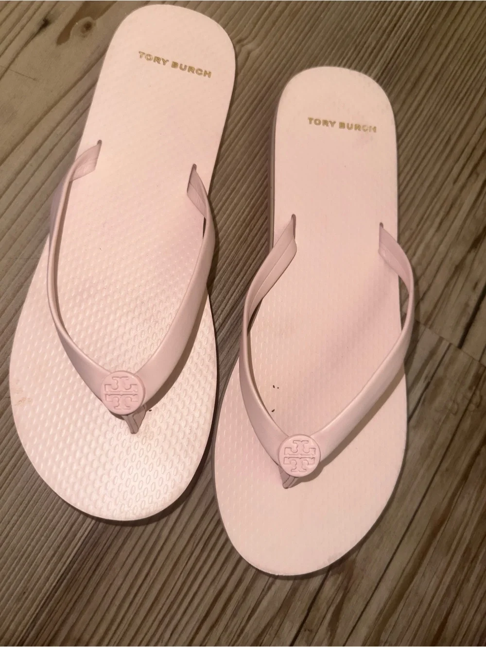 Tory Burch Pale Pink Logo Flip Flop Sandals